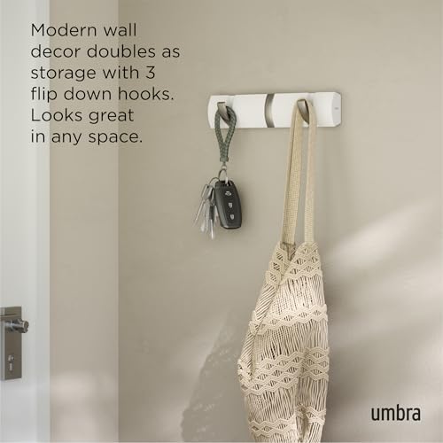 Umbra Flip Wall-Mounted Coat Rack Rail Hook for Hats, Jackets, Bags and More – Modern, Space-Saving Storage Organizer for Entryway, Mudroom, Closet, Bathroom, Bedroom, Kids Room, or Nursery, 3 Hooks, - Image 5