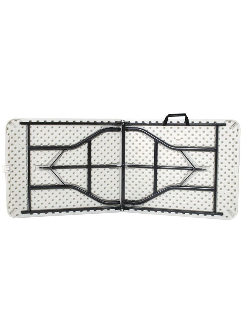 DubaiGallery 6 Foot Plastic Folding Table - Folds in Half with Carrying Handle Rectangular - Lightweight and Portable - White Resin with Sturdy Steel Frame - Image 3