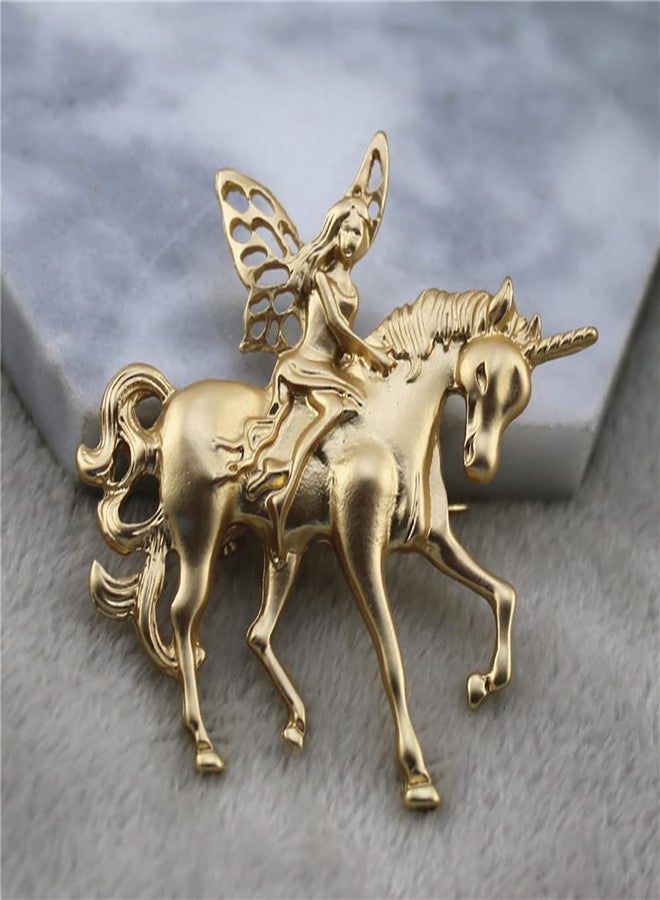 Izpack Baroque Horse Lapel Brooch Pin Angel Fairy Elf Flying Horse Clip Scarves Sweater Collar Dress Jackets Backpacks Brooches Pins for Women Girls Fashion Jewelry Gifts - Image 4