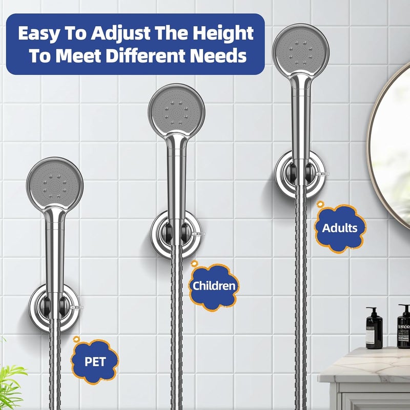 AQUAROYAL Shower Head Holder Wall Mount: Handheld Suction Cup Shower Holder, Adjustable No Drill Bathroom Wall Mount for Tile/Glass (Chrome) - Image 3