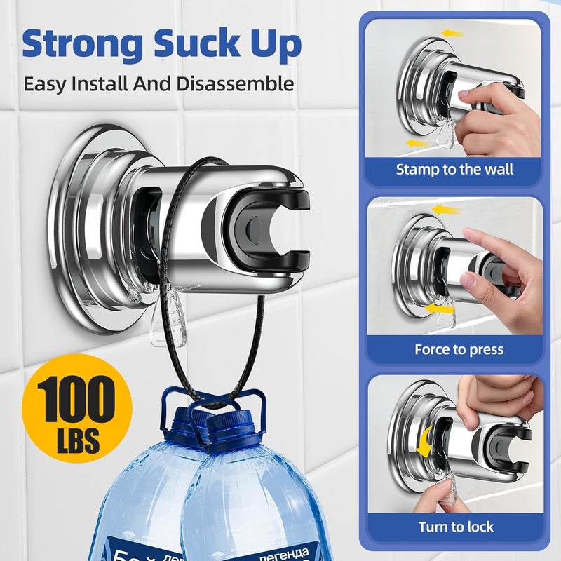 AQUAROYAL Shower Head Holder Wall Mount: Handheld Suction Cup Shower Holder, Adjustable No Drill Bathroom Wall Mount for Tile/Glass (Chrome) - Image 4