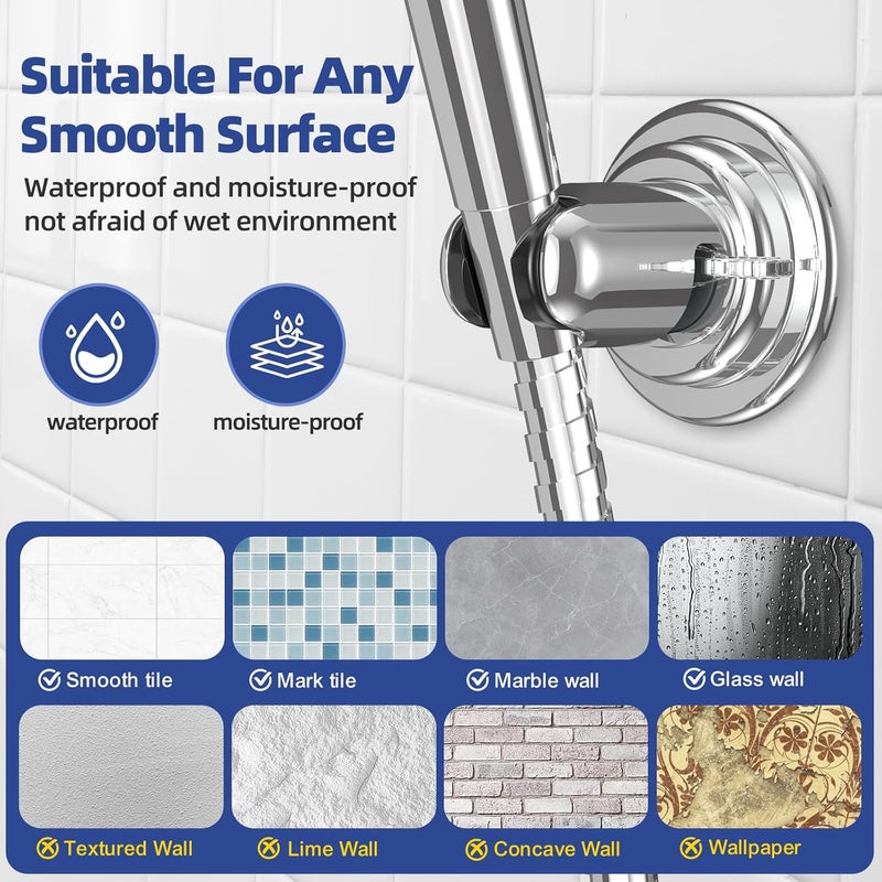 AQUAROYAL Shower Head Holder Wall Mount: Handheld Suction Cup Shower Holder, Adjustable No Drill Bathroom Wall Mount for Tile/Glass (Chrome) - Image 5