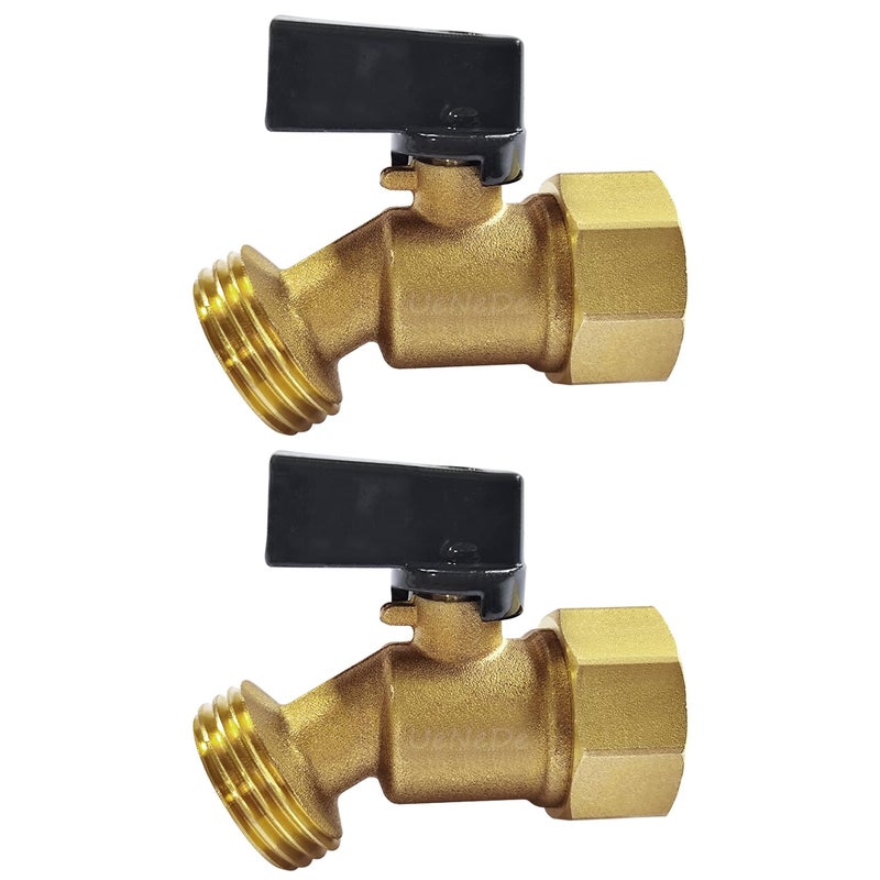 Uenede Brass Garden Hose Bibb Valve 34 NPT FIP Female Inlet to 34 GHT Male Outlet Faucets Spigot with Quarter Turn Ball Valve Pack of 2 - Image 2