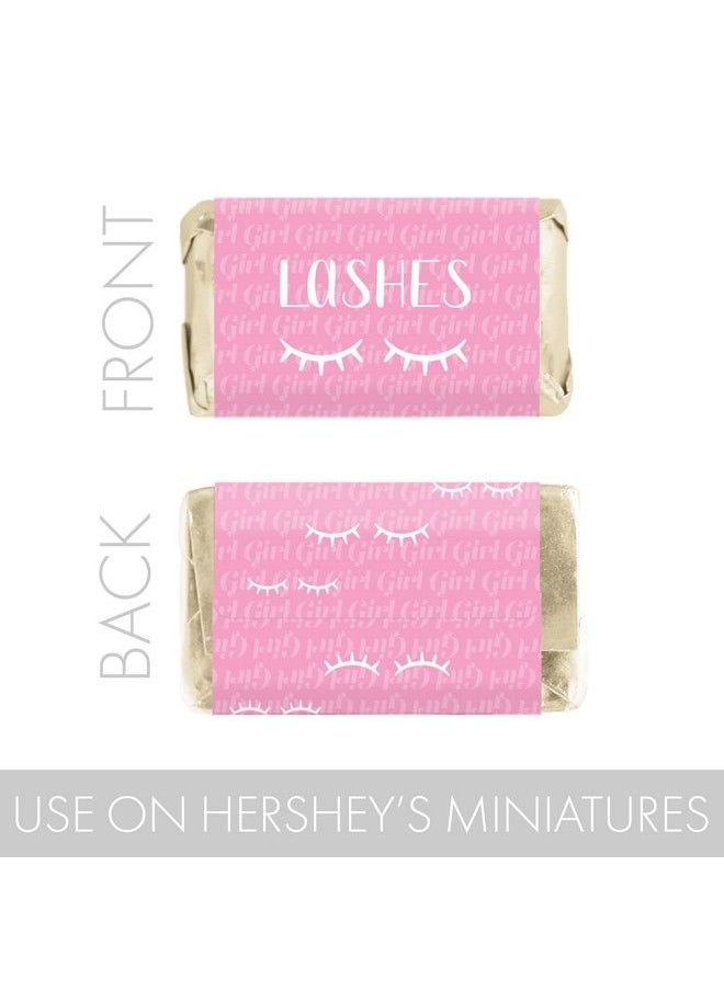 DISTINCTIVS - Baby Gender Reveal Mini Candy Bar Wrappers Lashes Or Staches 45 Stickers - Image 1