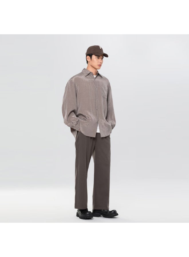 Markless Lightweight Breathable Shirt For Men, Smooth And Bare-feel Casual Long-sleeve Blouse Jacket 5501, Misty Brown 2XL - Image 2