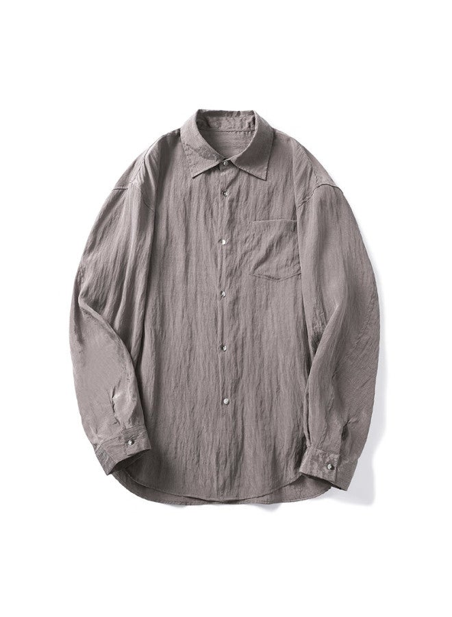 Markless Lightweight Breathable Shirt For Men, Smooth And Bare-feel Casual Long-sleeve Blouse Jacket 5501, Misty Brown 2XL - Image 4