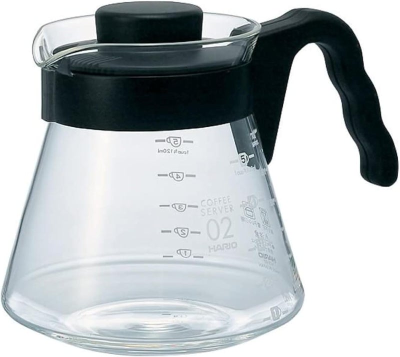 هاريو V60 إبريق زجاجي لتحضير القهوة بالصب آمن للاستخدام في الميكروويف سعة 700 مل، أسود - Image 1