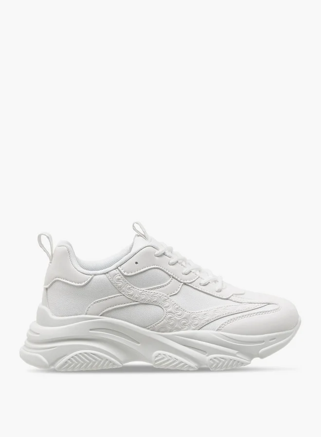 Celeste Women's Logo Embossed Sneakers with Lace-Up Closure