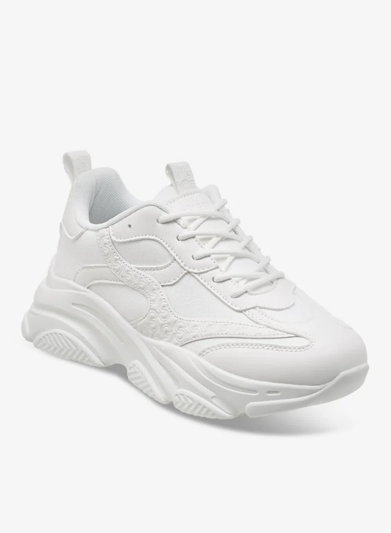 Celeste Women's Logo Embossed Sneakers with Lace-Up Closure