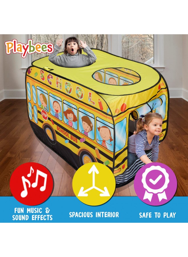 Playbees Musical School Bus Pop Up Play Tent with 3 Openings - Tent for Toddlers - Indoor & Outdoor - Pop Up Tents for Kids - Includes Carry Bag and Sound Button- 43.5x28x26.5 Inch - Image 4