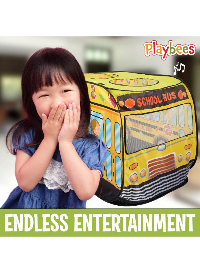 Playbees Musical School Bus Pop Up Play Tent with 3 Openings - Tent for Toddlers - Indoor & Outdoor - Pop Up Tents for Kids - Includes Carry Bag and Sound Button- 43.5x28x26.5 Inch - Image 3