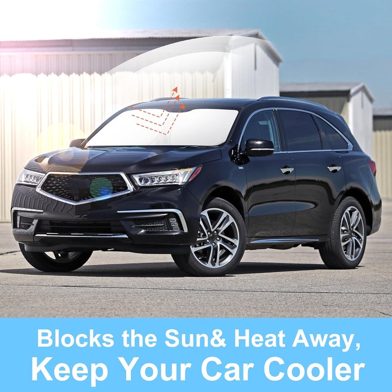 TINGLU Sun Shade for Acura MDX 2014-2020 Accessories Windshield Sun Shade Window Shade UV Rays Protection Sun Visor Cover with Steering Wheel Sunshade Storage Bag All-round applied quality - Image 5