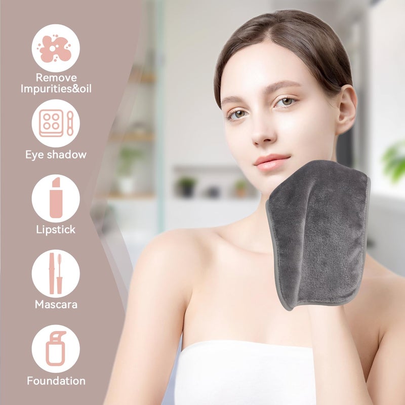 Nugilla Makeup Remover Cloths, 8 Packs Makeup Remover Towels Reusable Face Wash Cloth, Soft Microfiber Face Cloth for Women(Cool Grey) - Image 2