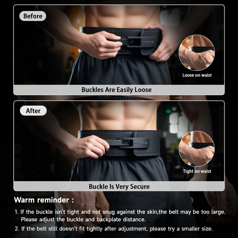M MANUEKLEAR MANUEKLEAR 10mm Thick & 4inch Wide Weight Lifting Belt Lever, Lever Belt Weightlifting for Men and Women, Powerlifting Lever Gym Belt for Squat Deadlift Workout (Black, L(34-40inches)) - Image 3