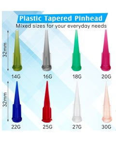 KASTWAVE 160 Pieces Plastic Tapered Pinhead Blunt End Liquid Dispenser Needles Luer Syringe Needle Tip Dispensing Fill Needle for Oil or Glue Applicator, 8 Mixed Size  - Image 2