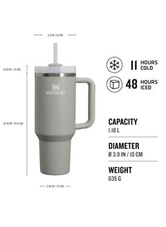 Stanley 1.2L Quencher H2.0 FlowState Tumbler – Vacuum Insulated Stainless Steel Water Bottle with Handle, Lid, and Reusable Straw – Keeps Drinks Cold for 11 Hours and Iced for 48 Hours – Durable Dishwasher Safe Travel Mug for Hot and Cold Beverages – Ash Grey  - Image 3
