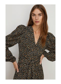 Ditsy Belted Straight Leg Jumpsuit