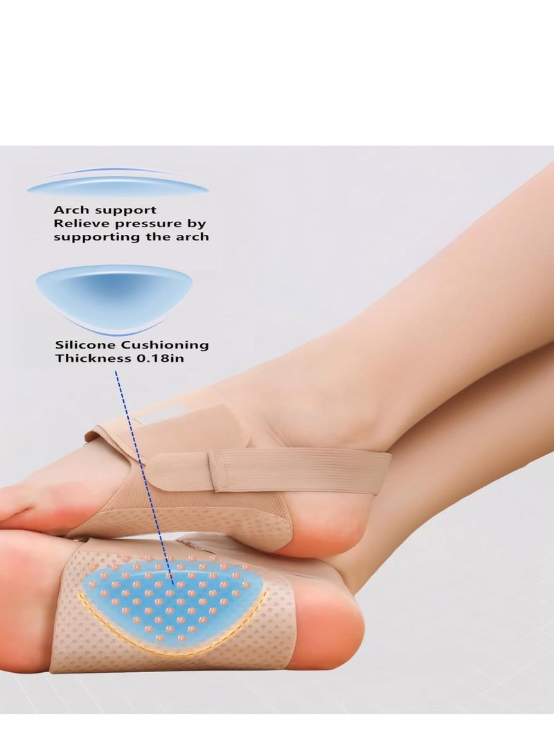 Upgraded Non Slip Arch Support Brace with Built In Orthotics Adjustable Bands and Gel Pads for Flat Feet Fallen Arches Unisex Skin Tone - Image 3