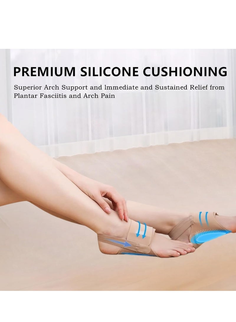 Upgraded Non Slip Arch Support Brace with Built In Orthotics Adjustable Bands and Gel Pads for Flat Feet Fallen Arches Unisex Skin Tone - Image 5