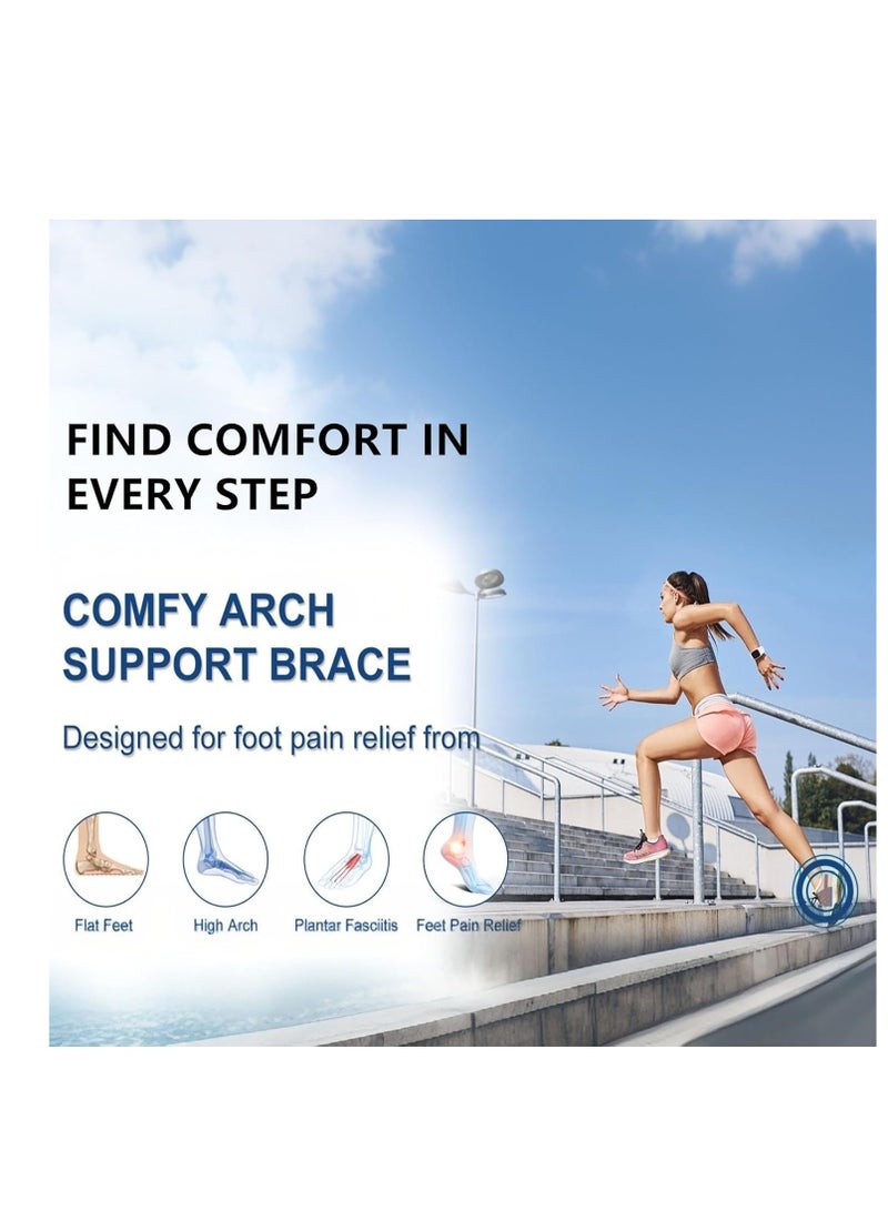 Upgraded Non Slip Arch Support Brace with Built In Orthotics Adjustable Bands and Gel Pads for Flat Feet Fallen Arches Unisex Skin Tone - Image 4