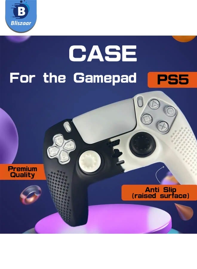 Bliszaar PS5 Controller Cover Skin Anti-Slip Silicone Skin Protective Cover Case for PS5 Wireless Controller (Black and White) - Image 2
