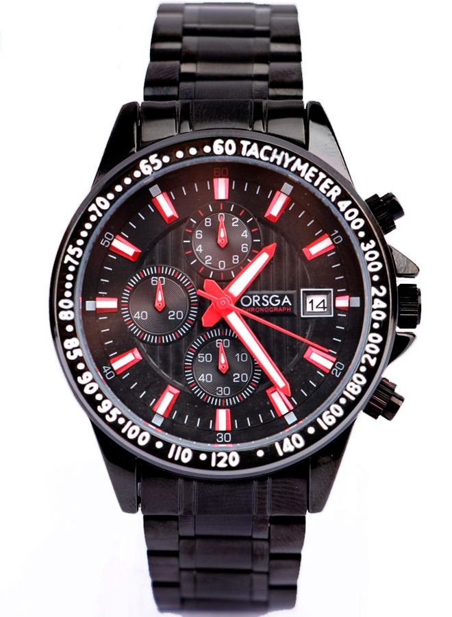 ساعه يد اورسجا رجالى, انالوج, كوارتز, بها كرونوغراف, باند اسود الستانلس ستيل, مينا سوداء - Image 1