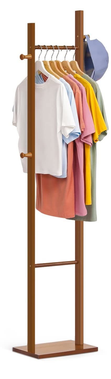 Evolluxi Evolluxi Sturdy Coat Rack with Hooks Free Standing Wooden Coat Purse Entryway Coat Hanger Stand Easy Assembly Hallway Entryway Room Home Office for Jackets Hats Bags Umbrella 92 3 Walnut  - Image 1