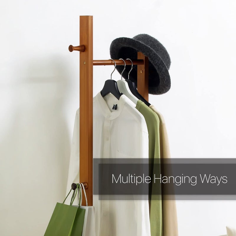 Evolluxi Evolluxi Sturdy Coat Rack with Hooks Free Standing Wooden Coat Purse Entryway Coat Hanger Stand Easy Assembly Hallway Entryway Room Home Office for Jackets Hats Bags Umbrella 92 3 Walnut  - Image 5
