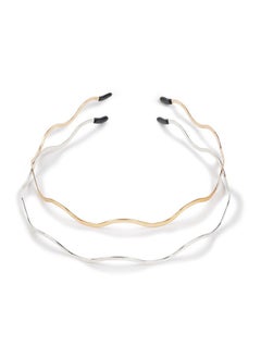 Metal Headbands For Women - Trendy & Cute Gold And Silver Designer Hair Accessories: Elastic Hair Bands For Teens & Women (2Pcs)