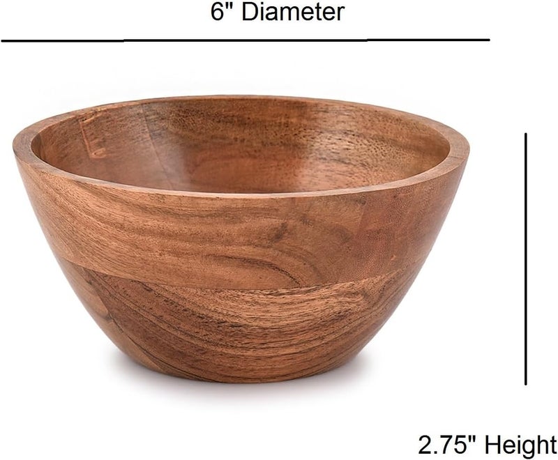 NIRMAN Bowl Set Acacia Wood for Kitchen Bowls for Entertaining Small Snack Bowls Set Kitchen Counter Candy Bowl Bowls Wooden Bowls for Dcor 6 x 6 X 275 Set of 3 - Image 5
