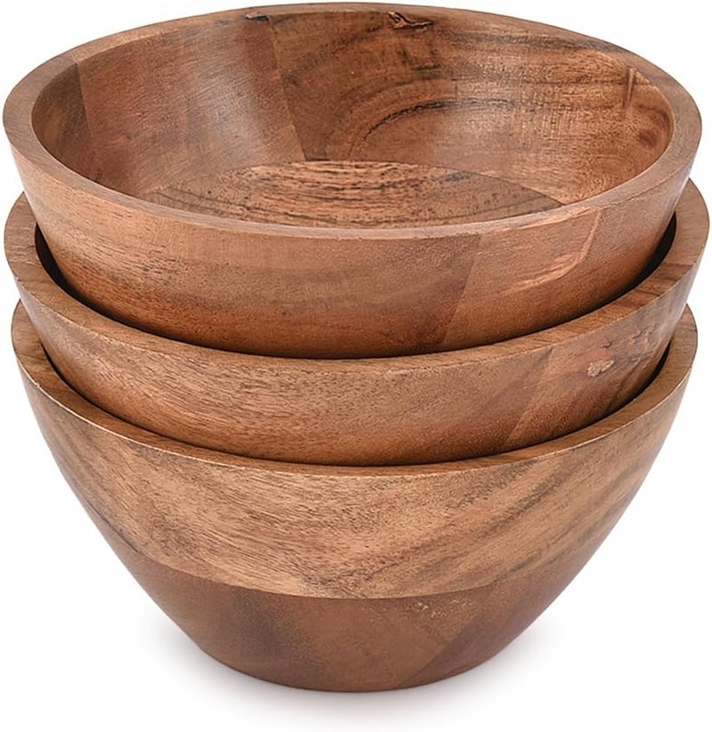 NIRMAN Bowl Set Acacia Wood for Kitchen Bowls for Entertaining Small Snack Bowls Set Kitchen Counter Candy Bowl Bowls Wooden Bowls for Dcor 6 x 6 X 275 Set of 3 - Image 1