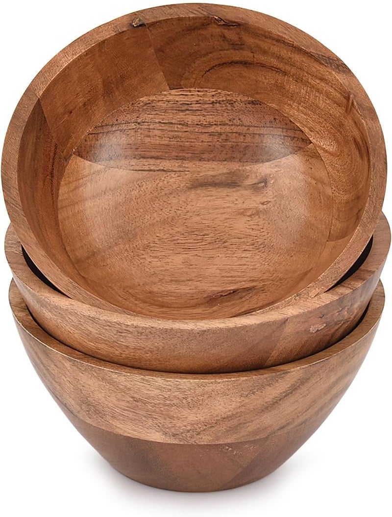 NIRMAN Bowl Set Acacia Wood for Kitchen Bowls for Entertaining Small Snack Bowls Set Kitchen Counter Candy Bowl Bowls Wooden Bowls for Dcor 6 x 6 X 275 Set of 3 - Image 2