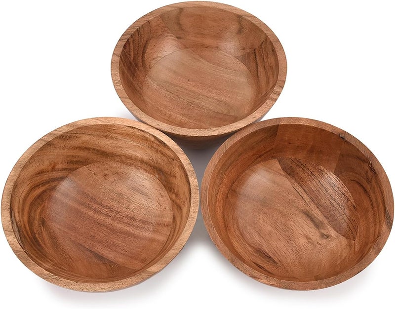 NIRMAN Bowl Set Acacia Wood for Kitchen Bowls for Entertaining Small Snack Bowls Set Kitchen Counter Candy Bowl Bowls Wooden Bowls for Dcor 6 x 6 X 275 Set of 3 - Image 3