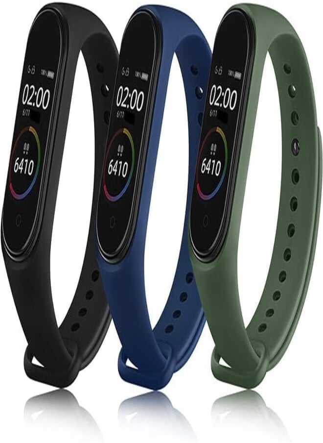 Next Next store Soft Breathable Silicone Strap Compatible with Xiaomi Mi Band 4 / Xiaomi Mi Band 3-3 Pieces 