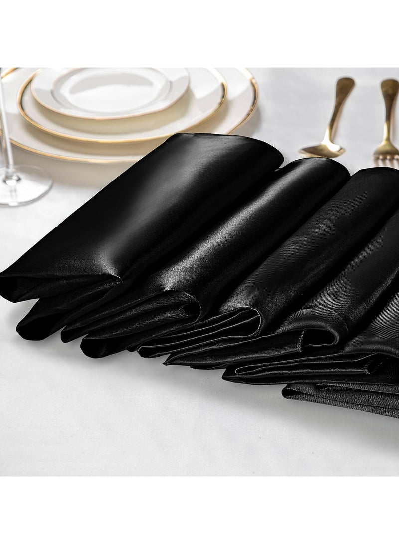 12 Pieces Black Satin Napkins 20x20 Inch Wedding Napkins Bulk, Handkerchief，Decorative Elegant Dinner Napkins Square Table Napkins Decor, Silky Satin Cloth Napkins  Washable for Parties Weddings and Dinners Restaurant Banquet Graduation Party - Image 4