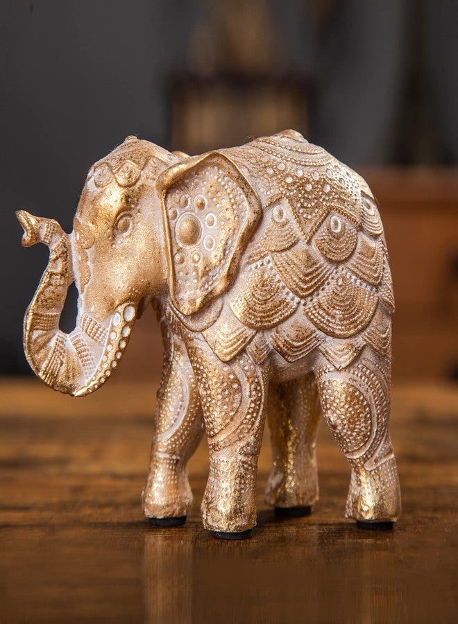 Smadeer Elephant statue for home decorations,Elephant figurines with trunk up,Elephant decor for shelf shelves table living room nightstand,African Elephants gifts for women small set of 2 gold color accents - Image 4