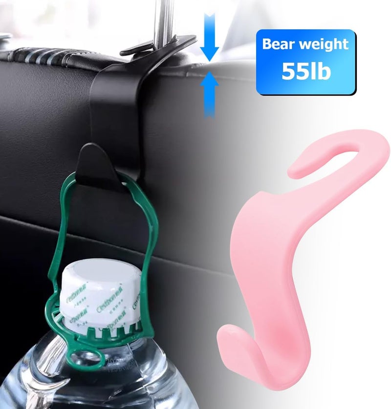 Hanemia 4PCS Car Back Seat Headrest Hooks, Rear Car Seat Storage Headrest Hanger Holder Hooks Organizer, Universal Auto Interior Accessories for Bag Purse Handbag Cloth Coats Grocery (Light Pink) Trendy widespread design - Image 4
