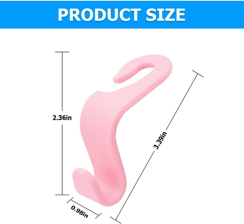 Hanemia 4PCS Car Back Seat Headrest Hooks, Rear Car Seat Storage Headrest Hanger Holder Hooks Organizer, Universal Auto Interior Accessories for Bag Purse Handbag Cloth Coats Grocery (Light Pink) Trendy widespread design - Image 3