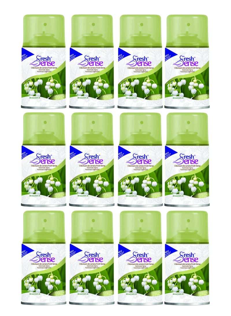Fresh Sense LILY OF VALLEY Refill - PACK of 12 x 260ml - Automatic Spray Auto Spray Air Freshener for Home Bathroom Toilet Office Neutralizes Bad Odors FRESH SENSE - Image 1