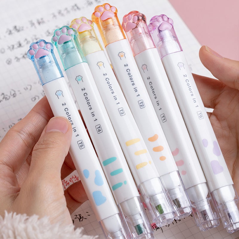 Tiangao Manufacturers Supply Cat'S Claw Highlighter Double 12 Color Morandi Retro Student Hand Account Marking Pen Suit - Image 5