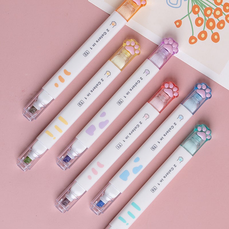 Tiangao Manufacturers Supply Cat'S Claw Highlighter Double 12 Color Morandi Retro Student Hand Account Marking Pen Suit - Image 3