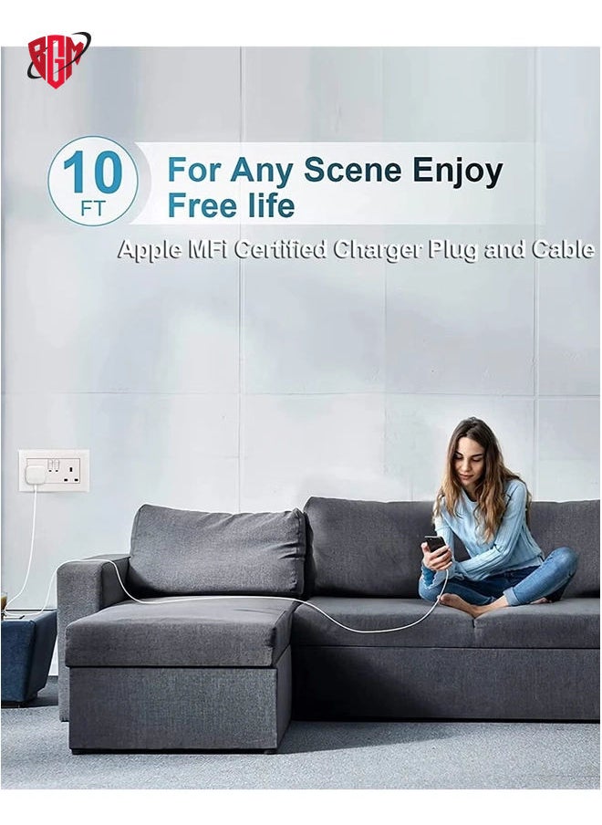 BGM - iPhone Fast Charger Plug & Cable 2mT, [Apple MFi Certified] iPhone 20W USB C USB C Charger Power Adapter w/ USB C to Lightning Cable iPhone 13/12/SE/11/XS/XR/X/8, iPad, AirPod, White - Image 1