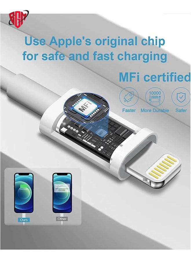 BGM - iPhone Fast Charger Plug & Cable 2mT, [Apple MFi Certified] iPhone 20W USB C USB C Charger Power Adapter w/ USB C to Lightning Cable iPhone 13/12/SE/11/XS/XR/X/8, iPad, AirPod, White - Image 1