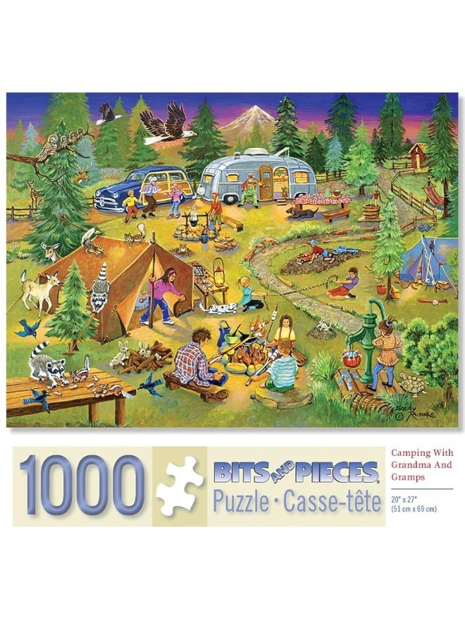 Bits and Pieces Bits and Pieces  1000 Piece Jigsaw Puzzle for Adults  Camping with Grandma and Gramps  1000 pc Americana Scene Jigsaw by Artist Sandy Rusinko  - Image 3