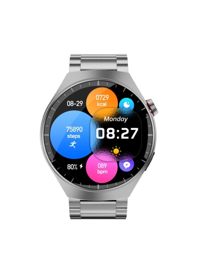 Oteeto watch 4 pro Smartwatch with Full Round AMOLED Display, High Brightness Supports Calls, Notifications and Bluetooth, Smart Health Monitoring, Long Battery, Elegant Design, Compatible with Android and iPhone – Silver - Image 5