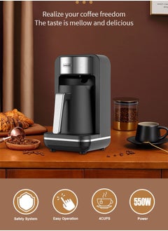 sokany Turkish Coffee Maker Espresso Coffee Machine Electric Coffee Pot 4 Cups 250ml 550.0W SK-0137,Black  - Image 2