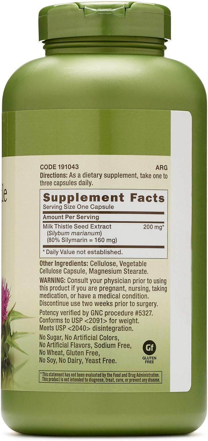 GNC مكمل جين سي للأعشاب بلس حليب الشوك 200 ملغ نباتي يدعم وظيفة الكبد الصحية 100 حصة - Image 2