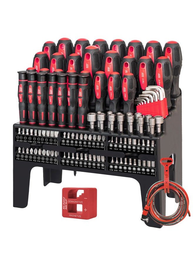 SUNHZ MCKP 124-Piece Magnetic Screwdriver set, Includes Slotted, Phillips, Pozidriv, Hex, Torx and Precision Screwdriver, ratcheting screwdriver and nut drivers With Storage rack - Image 1