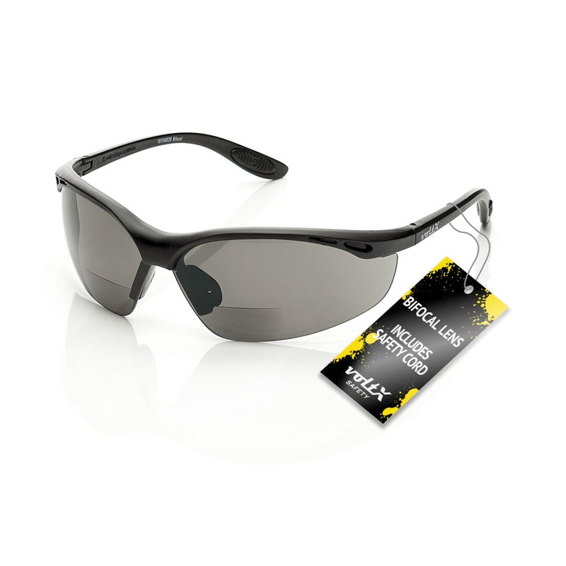 voltX CONSTRUCTOR BIFOCAL Reading Safety Glasses SMOKEGRAY 20 Dioptre ANSI Z871 CE EN166F certifiedCycling Sports Glasses includes safety cord UV400 anti fog coated lens