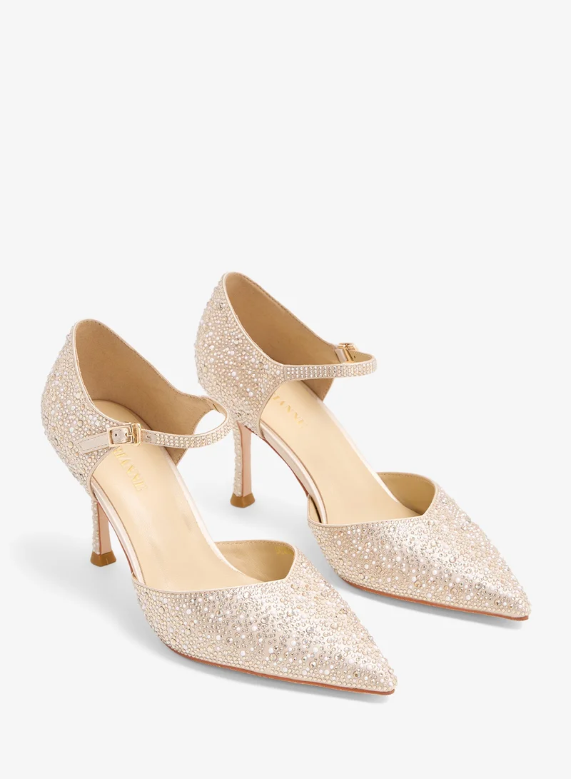Lorianne  Liyana - Crystal  pumps Ankle Strap for Women | Best Price UAE